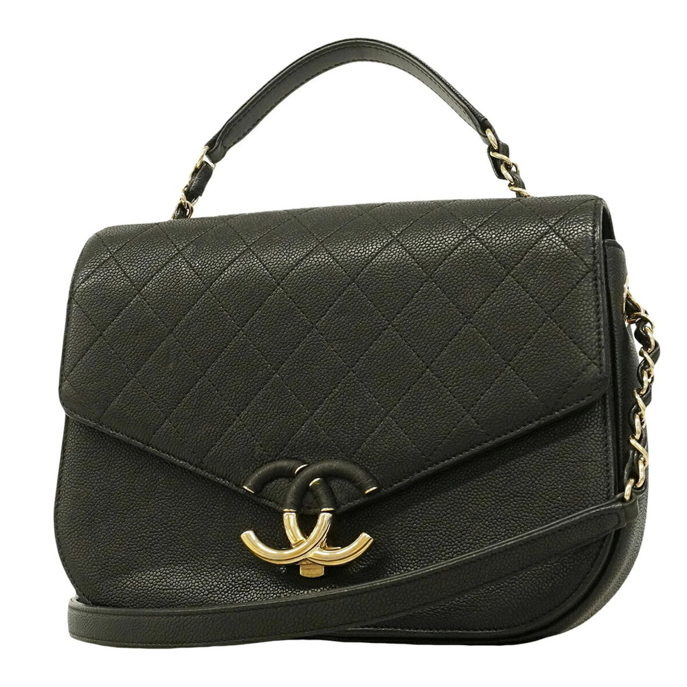 Chanel handbag, chain shoulder bag, Half Coco design, caviar leather, black/c...